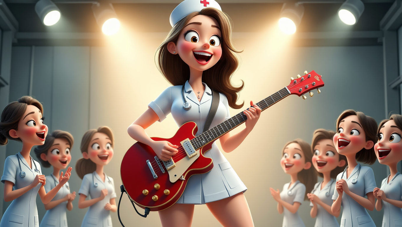 Infirmière qui joue de la guitare