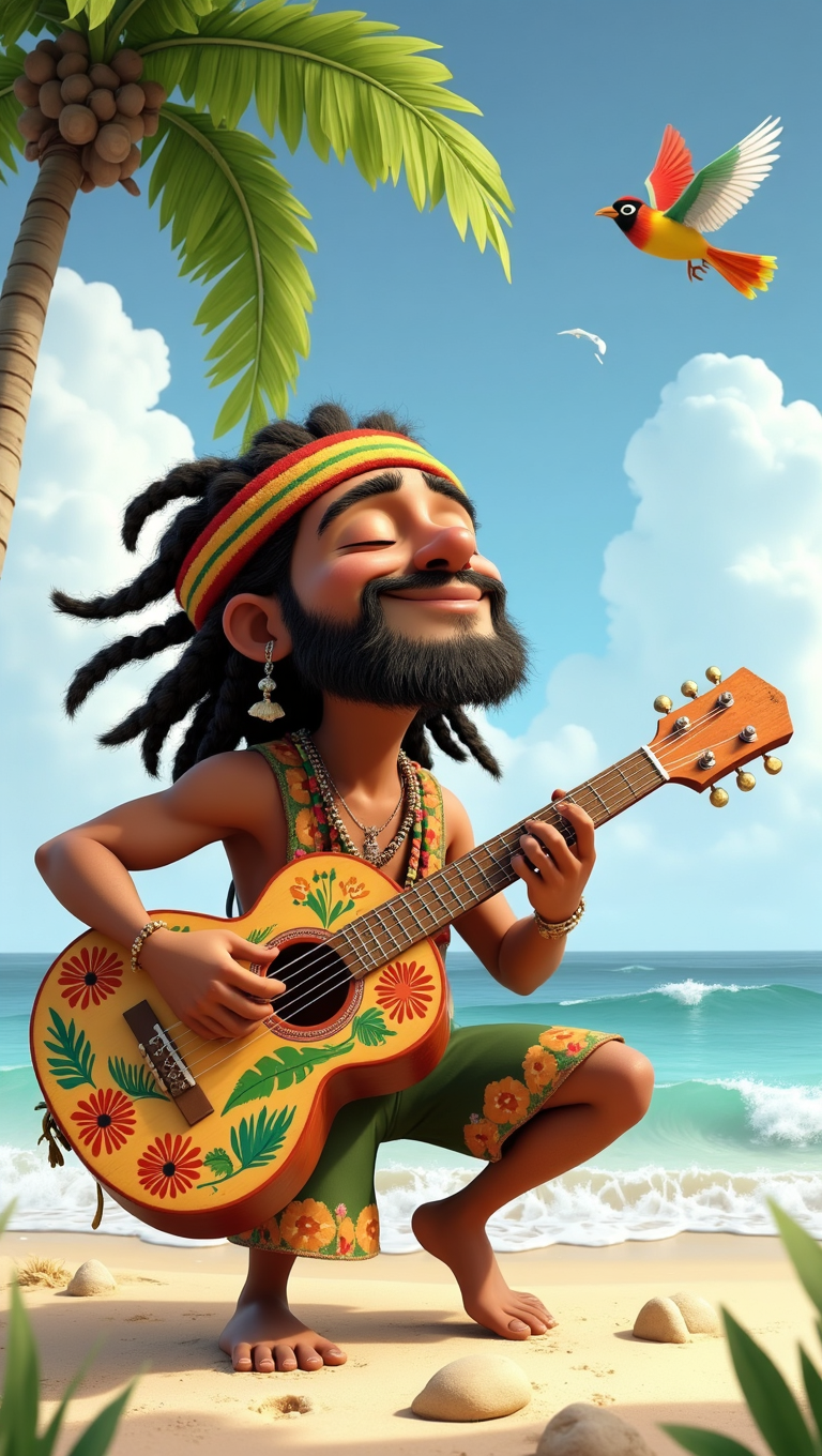 Rastaman qui joue de la guitare