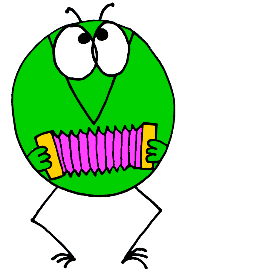 Dessin d'unShadok qui joue de l'accordéon