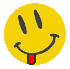 Smiley jaune avec une langue rouge qui pend