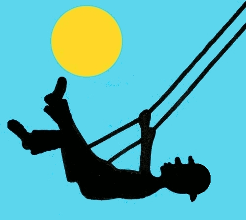 Dessin de quelqu'un qui se balance sur une balançoire